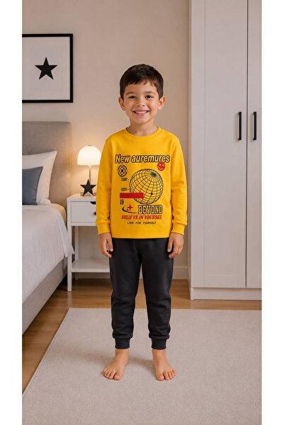 Fil Kids Dečija zimska pidžama sa dugim rukavima, 100% pamuk, narandžaste boj...