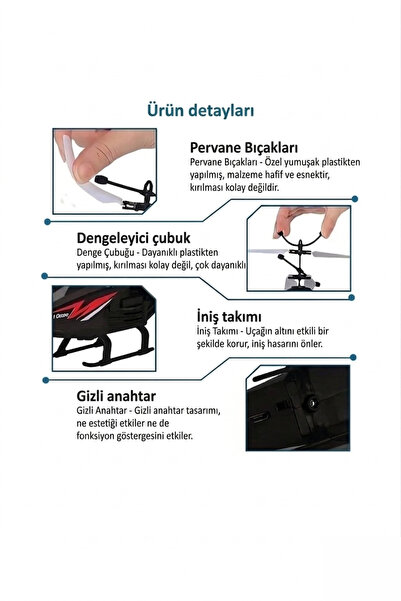 Brother Toys 1. Kalite El Sensörlü Uzaktan Kumandalı Helikopter Şarj Edilebilir 20 Cm.