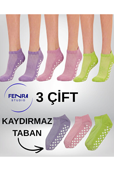 FENRA STUDIO Γυναικείες κάλτσες για το σπίτι, 3 τεμαχίων, σε λιλά, ροζ και πρ...