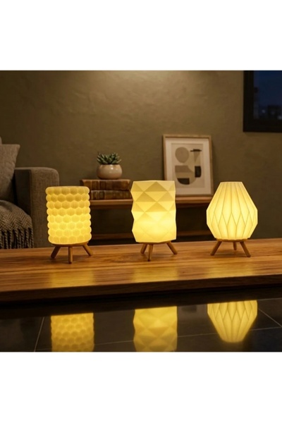 3dvan Modern Tasarım 3'lü 3D Baskı Dekoratif Masa Lambası Seti