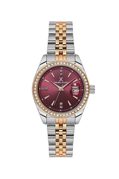 Daniel Klein Kadranı Bordo Kordonu Rose Gümüş Renk 32,5 Mm Hediye Paketli Kad...
