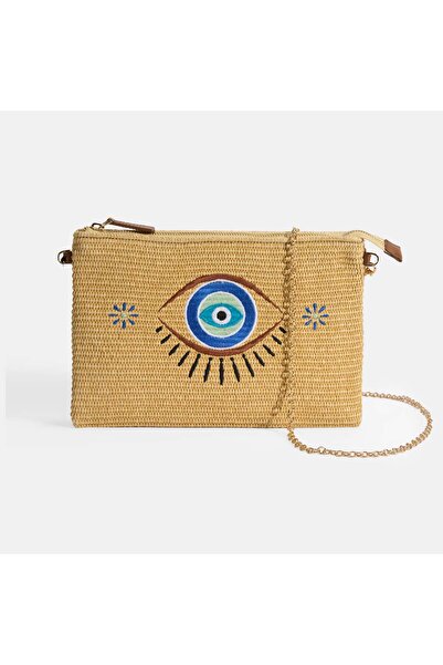 Desa Kadın Taba Göz Nakışlı Hasır Clutch