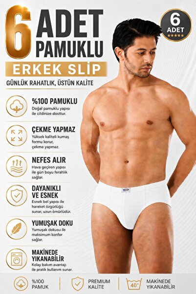 Gizem iç giyim 6'LI PAKET ERKEK KOM SLİP KÜLOT
