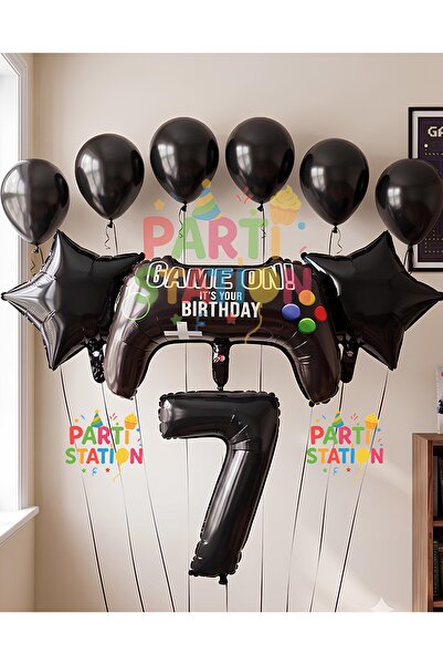 Parti Station Gamer Oyuncu Oyun Konsolu Yaş Folyo Balon Seti Gamer Oyuncu Pla...
