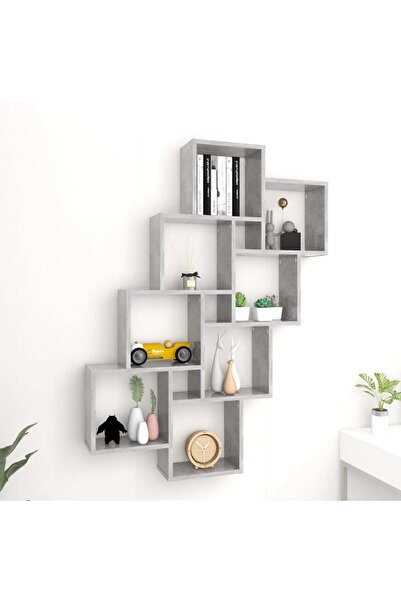 Concept Raft de perete cub, gri beton, 90x15x119 cm, PAL
