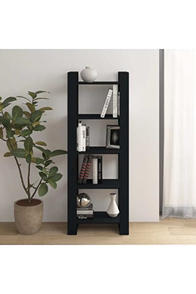 Concept Bibliotecă/Separator cameră, negru, 60x35x160 cm, lemn masiv
