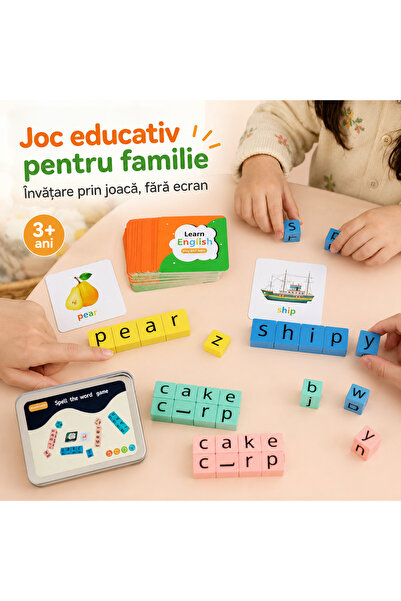 OEM Joc Educativ în Limba Engleză pentru Copii 3+ Ani, Cuburi cu Litere și Ca...