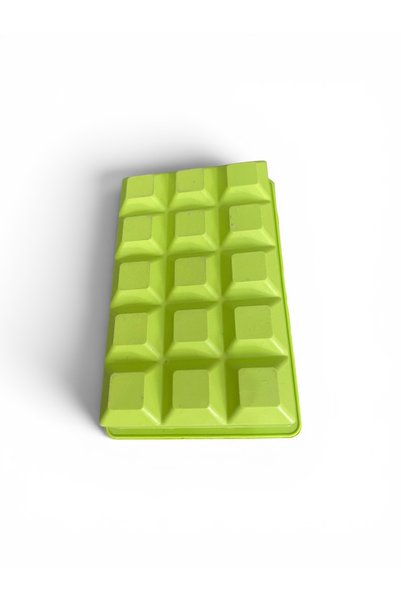 HOLLYHOME Silicone Cube Ice Mold Green Ice Tray 19X22Cm (15 Compartments 3X3X3Cm)