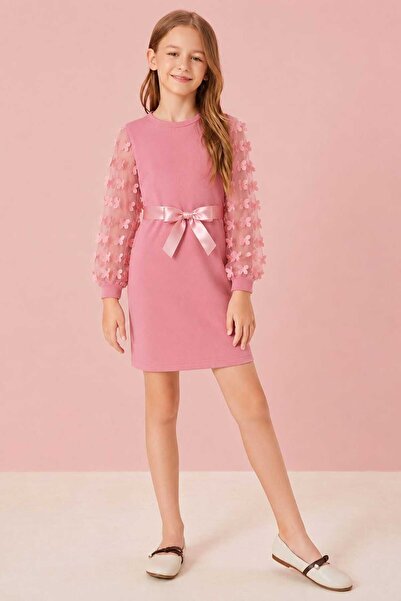 My Kids Wear Колекция Mykids с детайлна детска рокля с колан и тюл