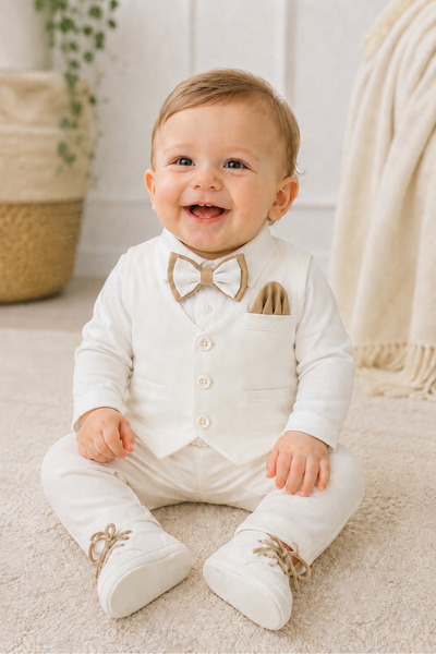 Calide Baby&Kids Erkek Bebek Papyon & Kravatlı Özel Gün Kıyafeti - 7'li Set M...
