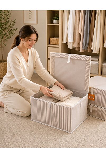 Helen's Home Large Boy Kıyafet Düzenleyici Hurç 50x40x30 cm Katlanır Elbise Saklama Kutusu Organizer MAXİ