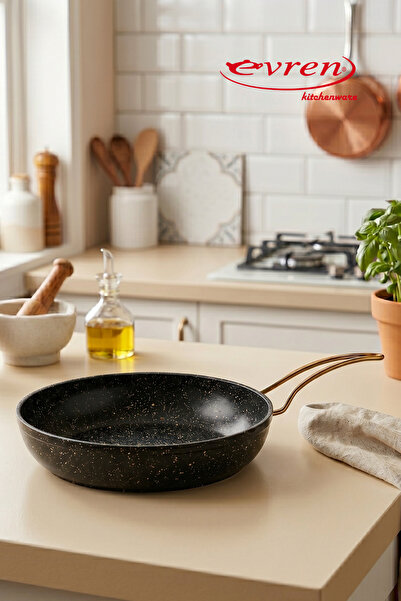 EVREN MUTFAK 18 cm Goldstone Ezme Series Pan, Non-Stick Frying Pan 0.6 Lt (Go...