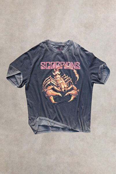 Overdrive Scorpions Vintage Acid Yıkamalı Unisex Oversize Kısa Kol T-shirt