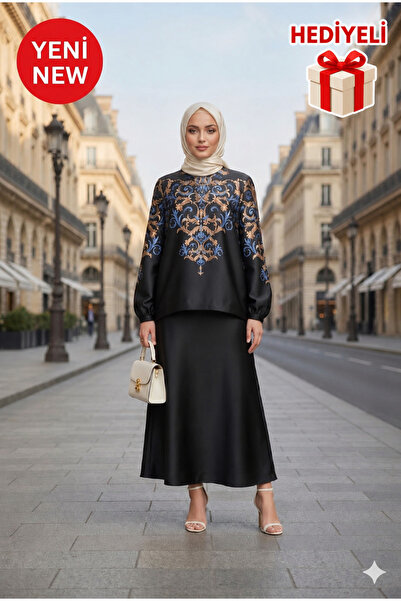 Muslima Wear Satiné Milano Black Satin Matte Skirt