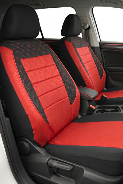SMRAUTOACCESSORY غطاء مقعد سيارة أسود-أحمر متوافق مع شركة Fiat Tofaş Tempra