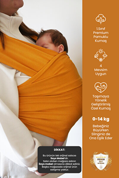 ilays beauty Premium Birinci Sınıf Pamuklu Esnek Wrap Sling Bordo Hardal Sarı...