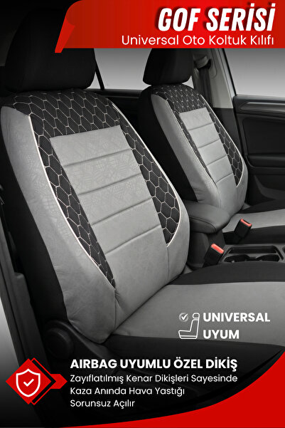 SMRAUTOACCESSORY Fiat Linea Uyumlu Füme-Siyah GOF Serisi Universal Oto Koltuk Kılıfı (Fiat Linea-Albea-Marea-Egea Uyumlu)