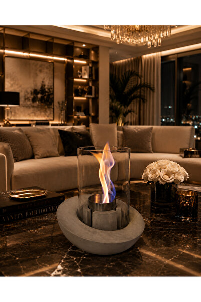 BeeCandleHome Vera Bacasız Beton Masaüstü Şömine Bioethanol Dumansız Şömine /...