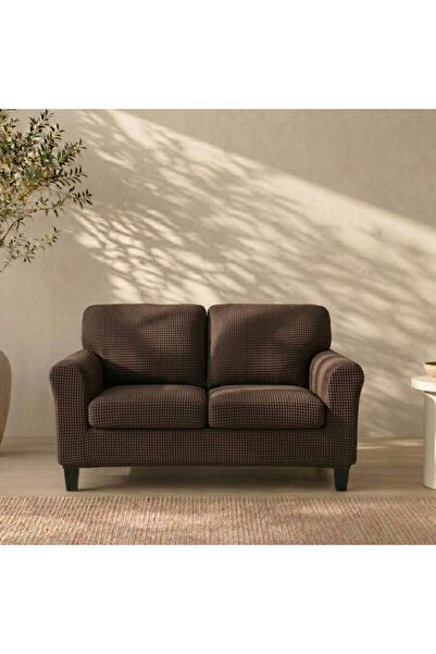 PAN HOME غطاء أريكة كليفتون ستريتش فيت بمقعدين 140x180 سم - بني