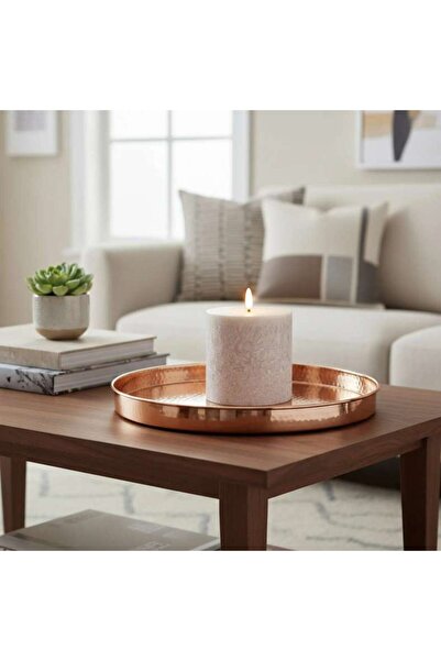 PAN HOME Auralite Led Real Wax Mottled Pillar Candle Dia10x10cm - Beige