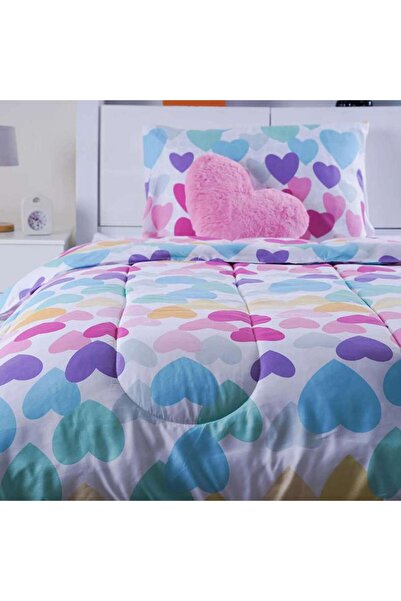 PAN HOME Tiny Hearts 3-Piece Comforter Set with Cushion 160x220cm - Multicolor