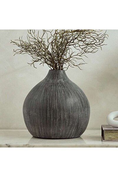 PAN HOME مزهرية سيراميك أزول على شكل مصباح 27×27×27 سم - أزرق داكن