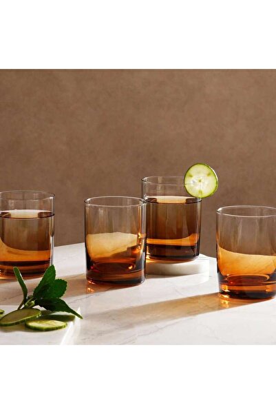 PAN HOME Beatriz 4-Piece Dof Glass Set 350Ml -Amber