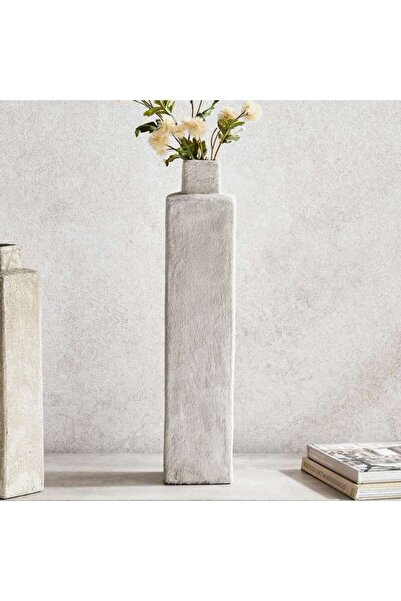 PAN HOME Jaffa Stoneware Square Vase 13x13x60cm - White
