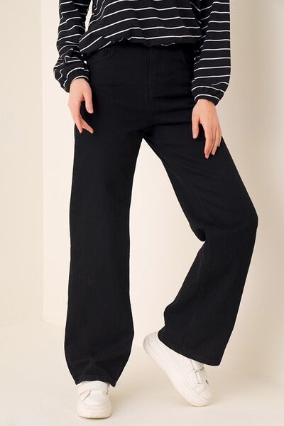 mooishan Blugi largi din lycra - blugi negri colorfast