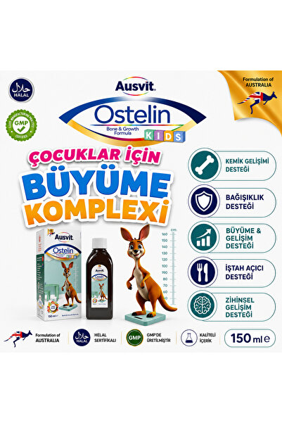 Ausvit Ostelin Kids Bone and Growth Formula - Büyüme ve Kemik Gelişimi için T...