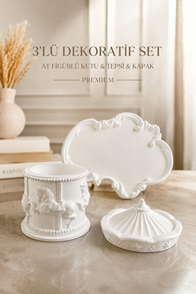 See Shine Decor 3’lü Dekoratif Takı Seti | Vintage Şık Tabak & Kapaklı Saklam...