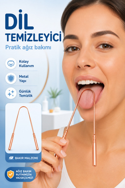 Factorial %100 Bakır Dil Sıyırıcı Dil Temizleme Aparatı Ayurveda Ağız Bakımı ...