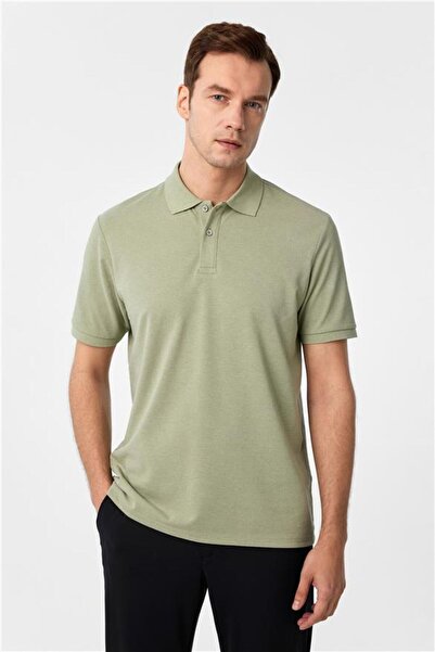 SÜVARİ Koyu Yeşil Regular Armürlü Polo Yaka Tişört