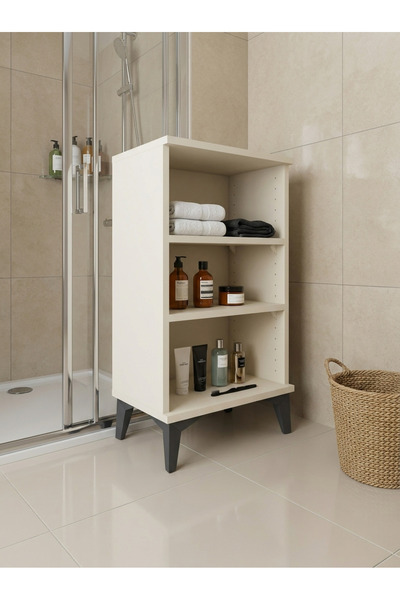 Dienni Arges Komodin 2 Raflı Çok Amaçlı Banyo Ofis Rafı 44x30x80 Çam-Çam