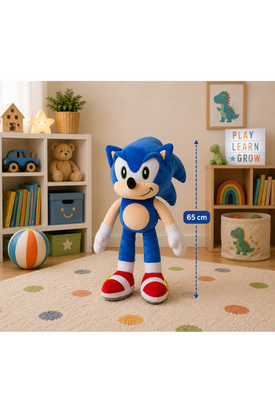 Toyzoy Toys Mavi Sonic Peluş Figür Oyuncak 55 cm- Koleksiyon & Büyük Boy
