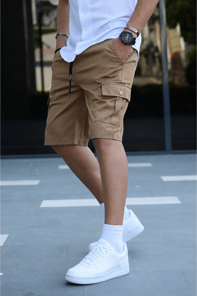 Wise&Go Store Cargo Pocket Shorts Lycra Cotton Trousers Capri