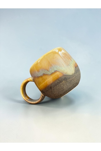 HAZEYA SERAMİK Special Design Handmade Stoneware Handle Coffee and Tea Cup