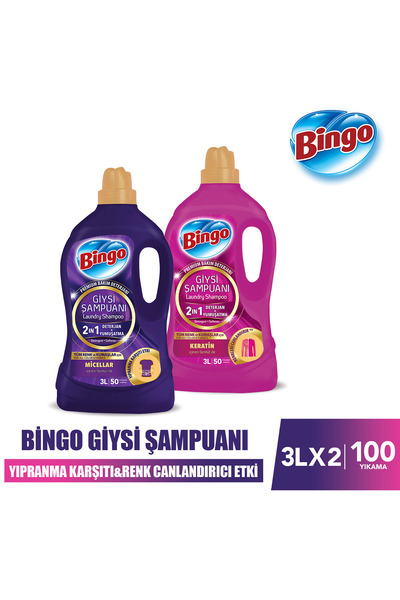 Bingo Giysi Şampuanı 2in1 Yıpranma Karşıtı&Renk Canlandırıcı Etki 3LX2