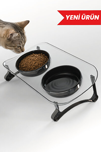 ATA HOME Kedi Mama Kabı, Kedi Köpek Mama ve Su Kabı, Çift Kaseli 15° Eğimli Y...