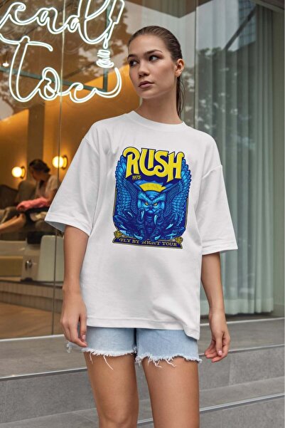 buzagi tasarım ürünleri Rush Oversize Unisex White T-Shirt