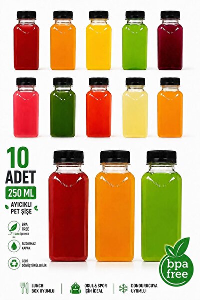 Ezupack Köşeli Zemzem Okul Piknik Meyve Suyu Smoothie Detoks Ginger Plastik B...