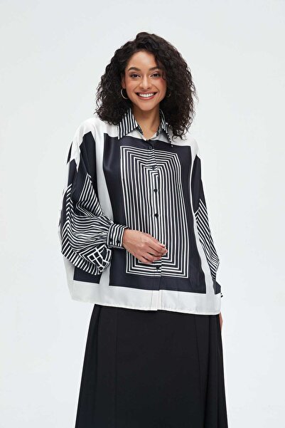 Nichii Women's Long Sleeve Striped Blouse