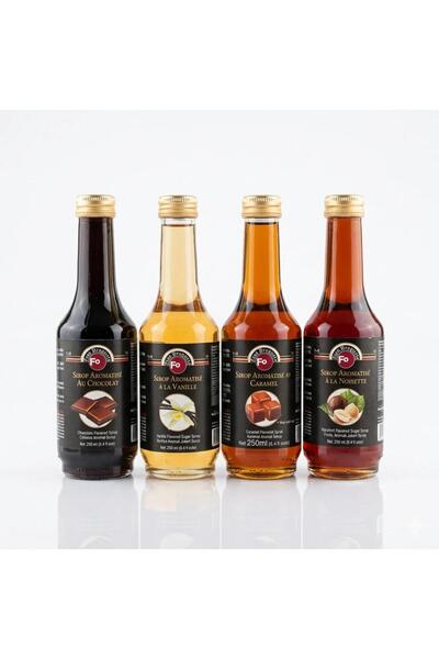 FO Şurup 4' Lü Avantajlı Paket Çikolata Vanilya Karamel Fındık Şurubu 250 Ml ...