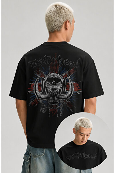 Fuddy Moda Unisex Motörhead Sırt Baskılı Tişört, Oversize Rock Band Temalı Bi...