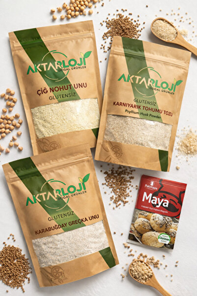 aktarloji 4'lü Glutensiz Un Seti | 500 Gr Çiğ Karabuğday Unu ( Greçka ) + 500...