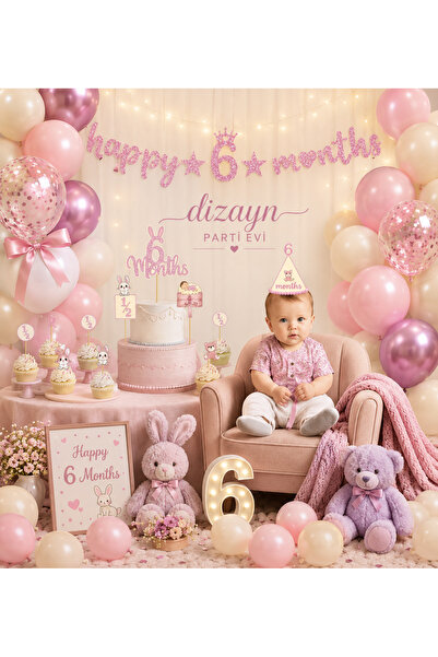 Dizayn Parti Evi DZYN Kız Bebek 6 Ay Doğum Günü Parti Süsleri - 6 Months Part...