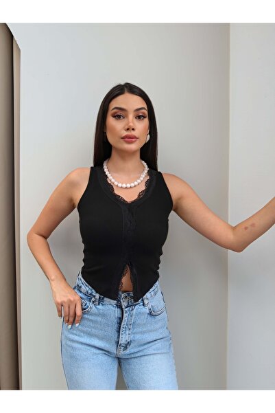ESRAHELVACI Dantel Detaylı Ribana Atlet