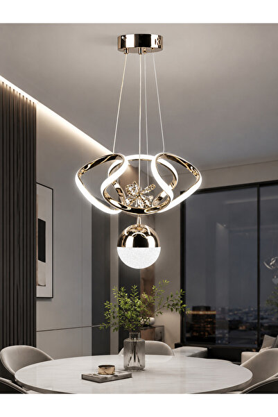 CRAFT HOME Lzy Avize Store Dron Avize - Rose Gold 3 Renk Led’li Taç Lı Modern...