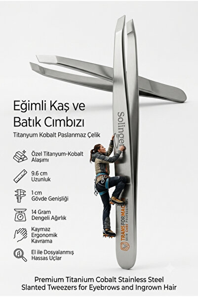Transformacion Titanyum Kobalt Eğimli Cımbız - Tekli Kaş, Batık ve Yüz Tüyü A...