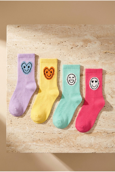 BONY SOCKS 12501K2004 4PCK SMILING FACE ΠΑΙΔΙΚΕΣ ΚΑΛΤΣΕΣ ΜΕ ΣΧΕΔΙΟ